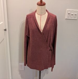 Barefoot Dreams Size M Cozychic Lite Heather Berry Rosewood Side Tie Cardigan